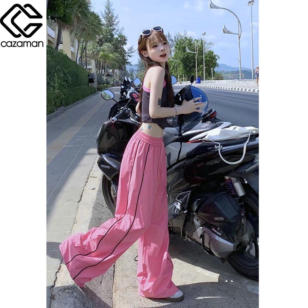 CAZAMAN OVERSIZED กางเกงคาโก้ ทรงกระบอก เนื้อผ้าวอม มีเชือกผูกเอว ผ้าใส่สบาย ทรงหลวม X30 ราคา ถูกที่สุด ดีลบีเคเค แกลเลอรีภาพที่ 5