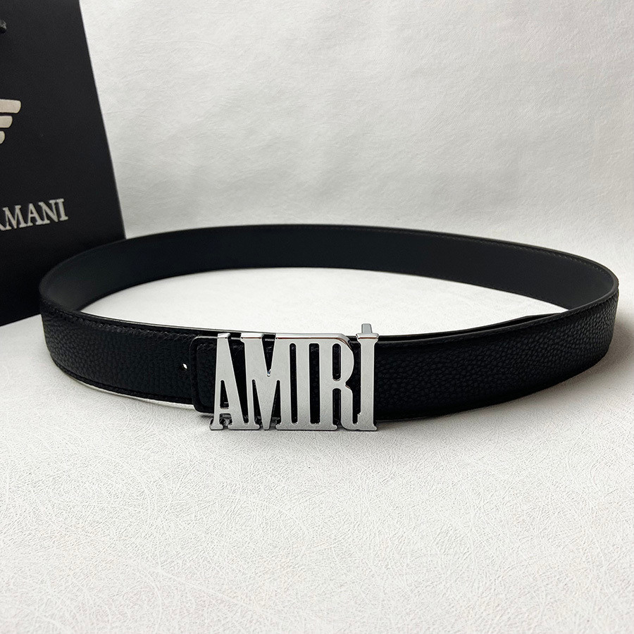 เข็มขัดหนังแท้ผู้ชาย AMIRI สไตล์ Pebbled