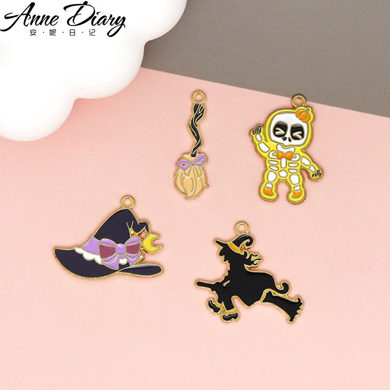 10ชิ้น/ล็อตHallowmasโลหะผสมฟักทองGhost Skullเคลือบจี้อุปกรณ์เสริมCharmsสําหรับกระเป๋าเข็มกลัด,พวงกุญ