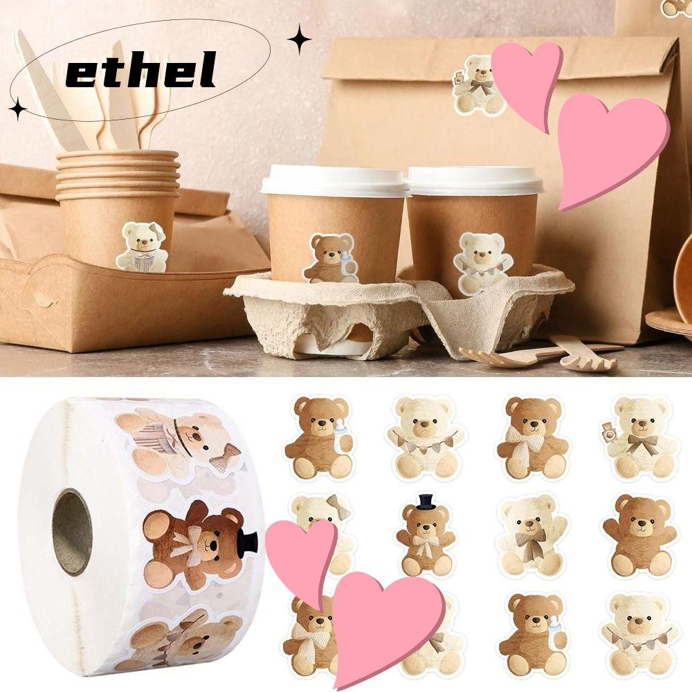 ETHEL 500PCS หมีน่ารัก Decals, DIY อุปกรณ์เสริมหลากสีการ์ตูนหมีสติกเกอร์,ตลกตกแต่งเครื่องประดับกระเป๋าเดินทางสมุดภาพสติกเกอร์