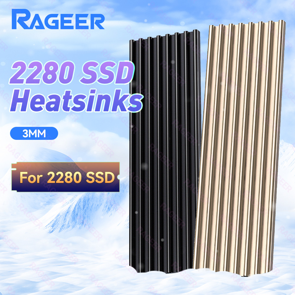 RAGEER M.2 SSD ฮีทซิงค์พร้อมแผ่นความร้อน, หม้อน้ํา M2 คูลเลอร์อลูมิเนียมอัลลอยด์ที่ระบายความร้อน 5°ซี-30°C สําหรับเหมาะกับ SSD 2280