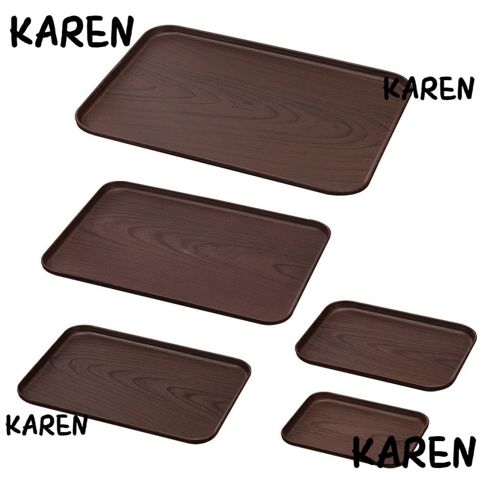 ถาด KARENGOODS, พาเลทสไตล์นอร์ดิกเลียนแบบลายไม้, พาเลทขนมสี่เหลี่ยมพลาสติกรับประทานอาหาร