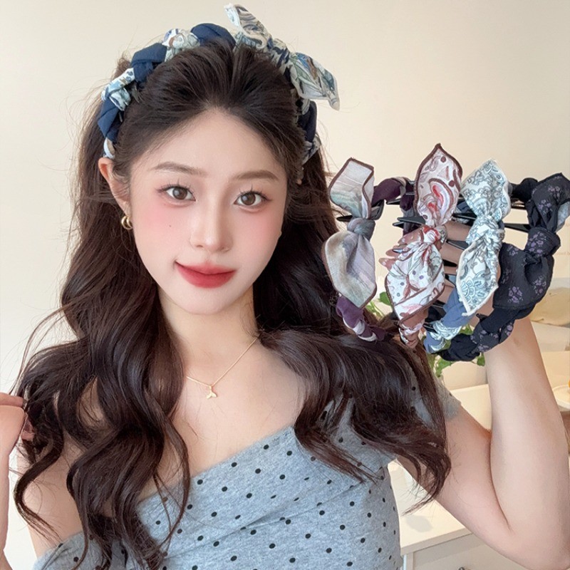 ที่คาดผมสำหรับผู้หญิง ลายดอกไม้และโบว์ย้อนยุค มีระบบกันลื่นพร้อมขอบฟันสูง – โปรปัง