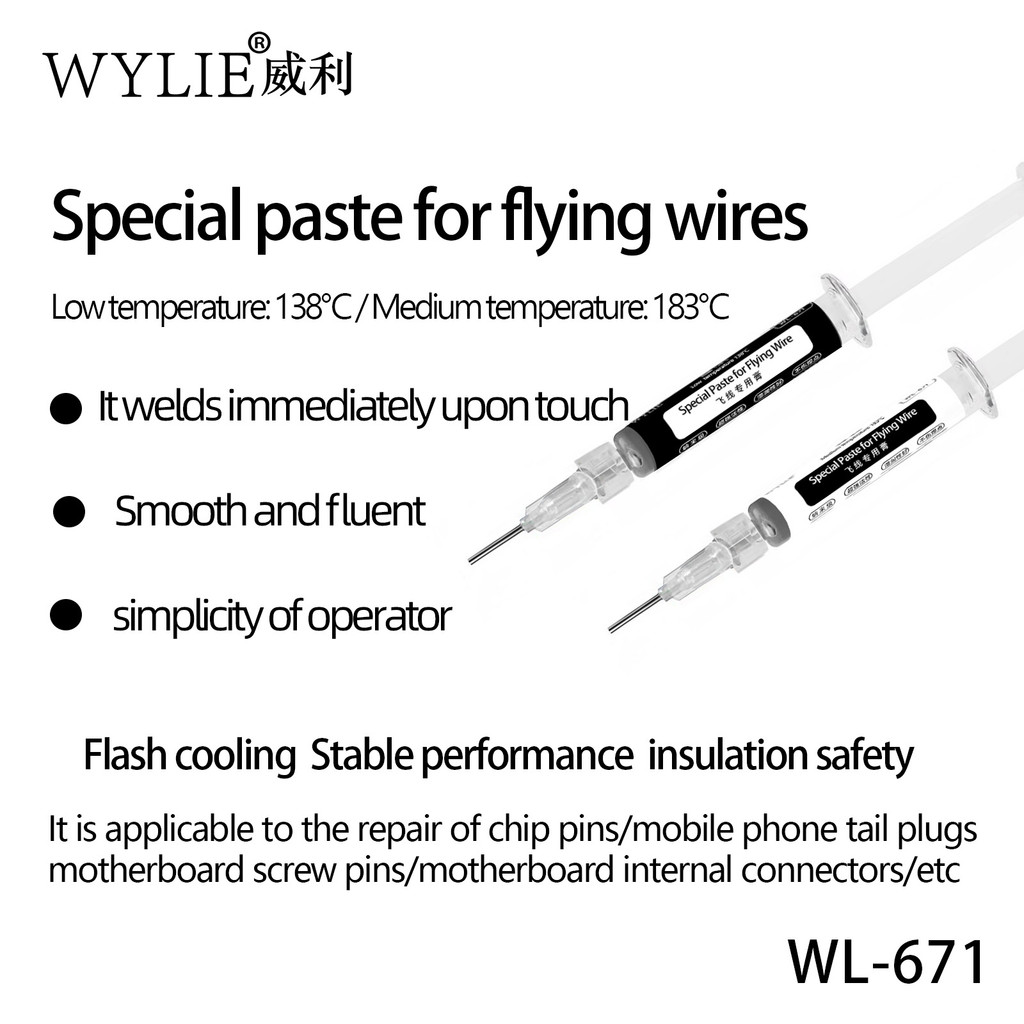 WYLIE WL671 Flying Wire Solder Paste 138C Low Temp 183C Mid Temp Nano Compound สูตร 3 เข็มเคล็ดลับสํ