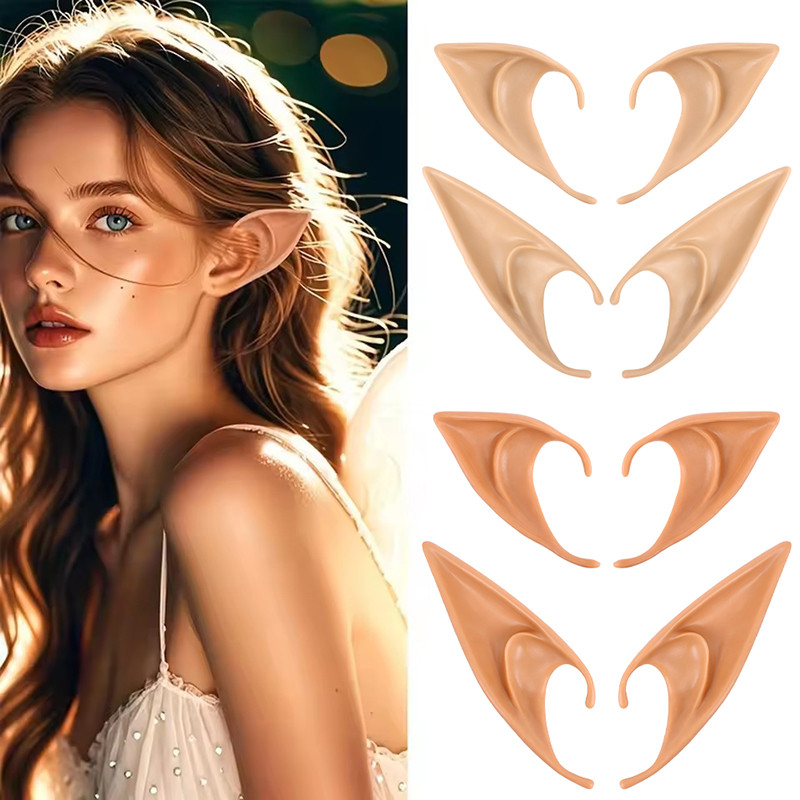 1คู่ประดิษฐ์น้ํายางเอลฟ์หูสําหรับคอสเพลย์และฮาโลวีน-นางฟ้าสมจริงนางฟ้าหูปลอมเครื่องแต่งกายอุปกรณ์ประกอบฉากสําหรับงานปาร์ตี้