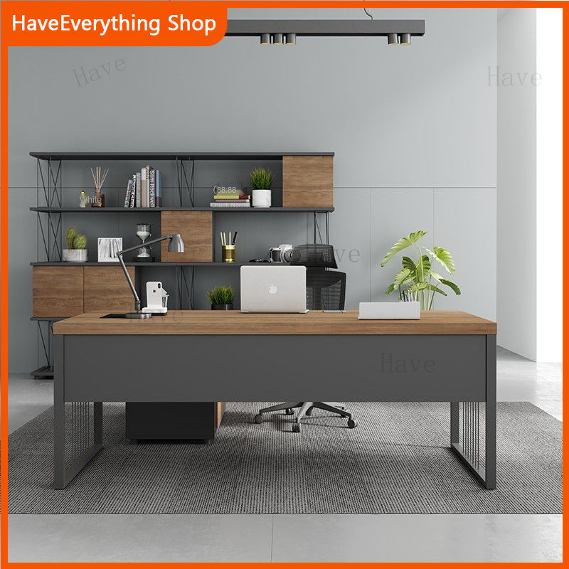 Boss tableโต๊ะทำงานสมัยใหม่แบบมินิมอลสำหรับผู้บริหาร พร้อมตู้เก็บของ เฟอร์นิเจอร์สำนักงาน ประธาน ผู้บริหาร และชุดเก้าอี้