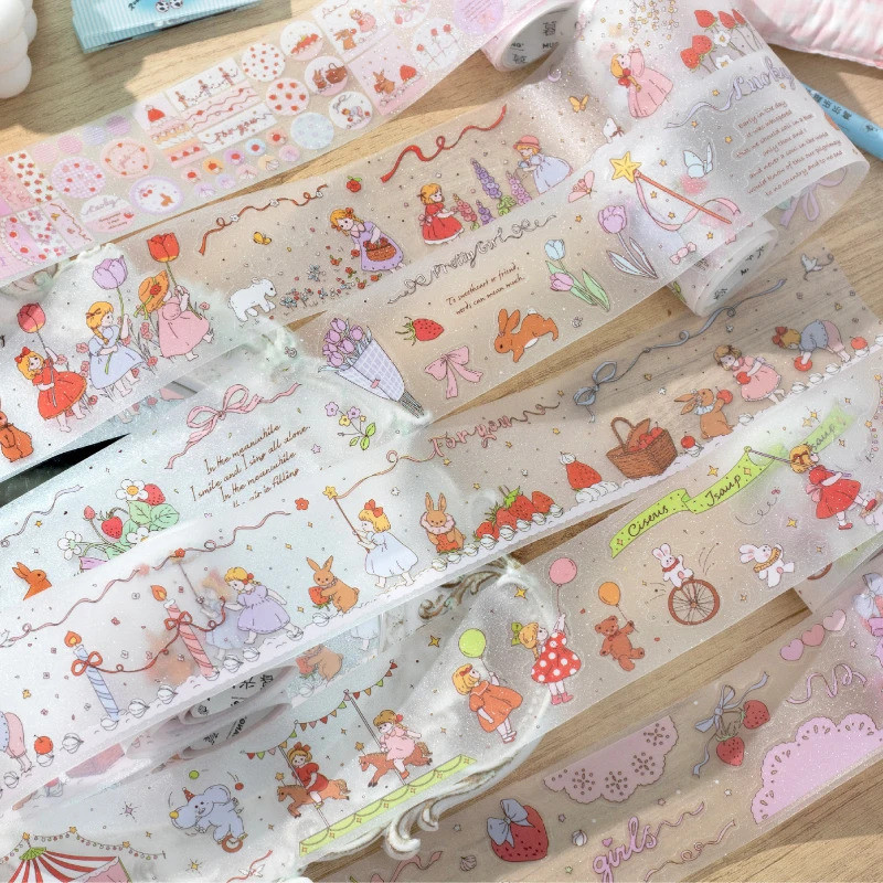 Journal GO 5.5x200 ซม.Fairy Tale Princess PET เทป Pre-Cut น่ารักการ์ดอวยพรตกแต่ง Masking เทป DIY สติกเกอร์ Scrapbooking