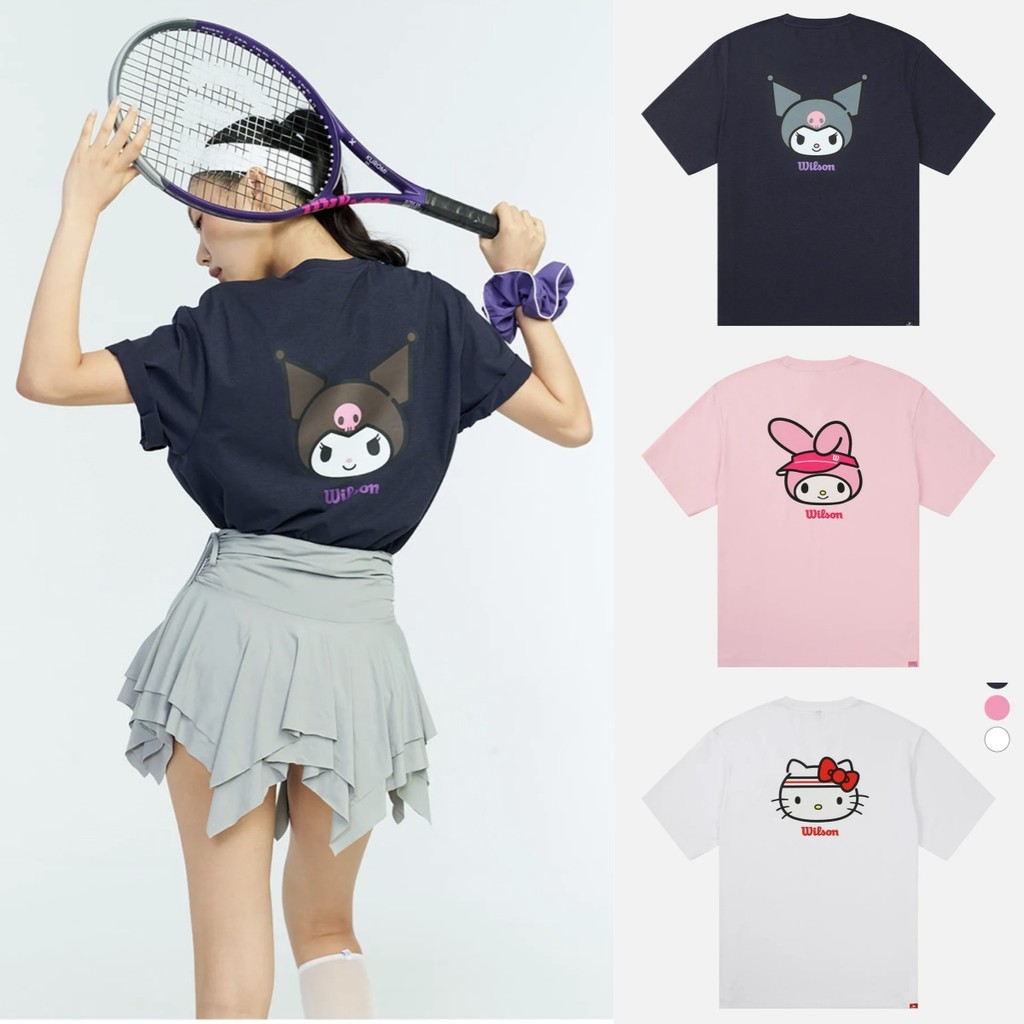 ยืด SANRIO Wilsons ผ้าฝ้าย 100% เหมาะสำหรับทั้งผู้ชายและผู้หญิง มีลายการ์ตูนสนุก ๆ เหมาะสำหรับใส่เล่นเทนนิสและสวมใส่ง่ายๆในวันธรรมดา