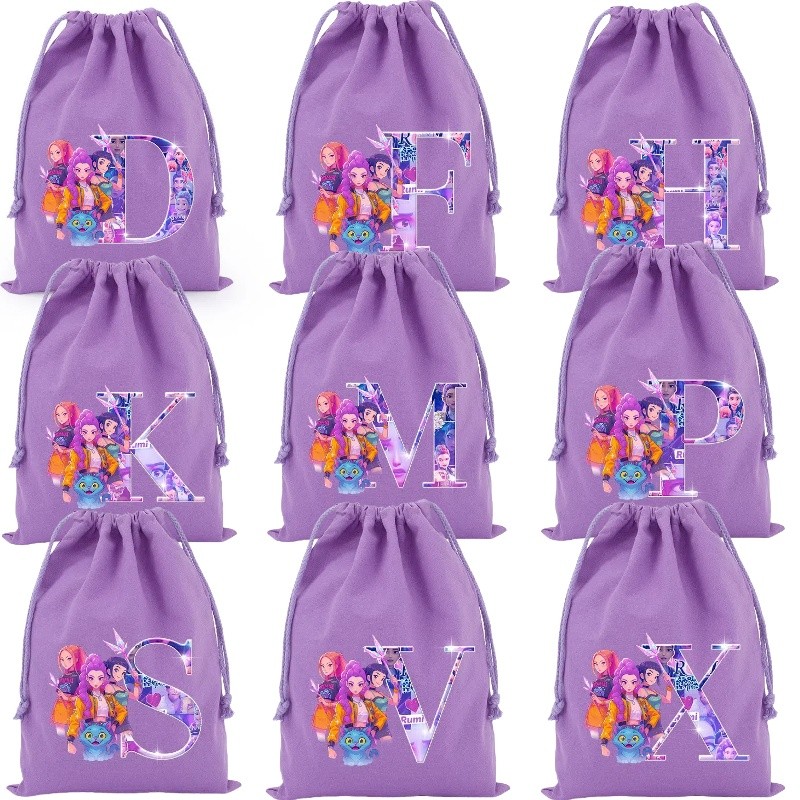 Kpop Demon Hunter letter กระเป๋าหูรูดกระเป๋าเก็บการ์ตูนถุงของขวัญกระเป๋าผ้าตุ๊กตา