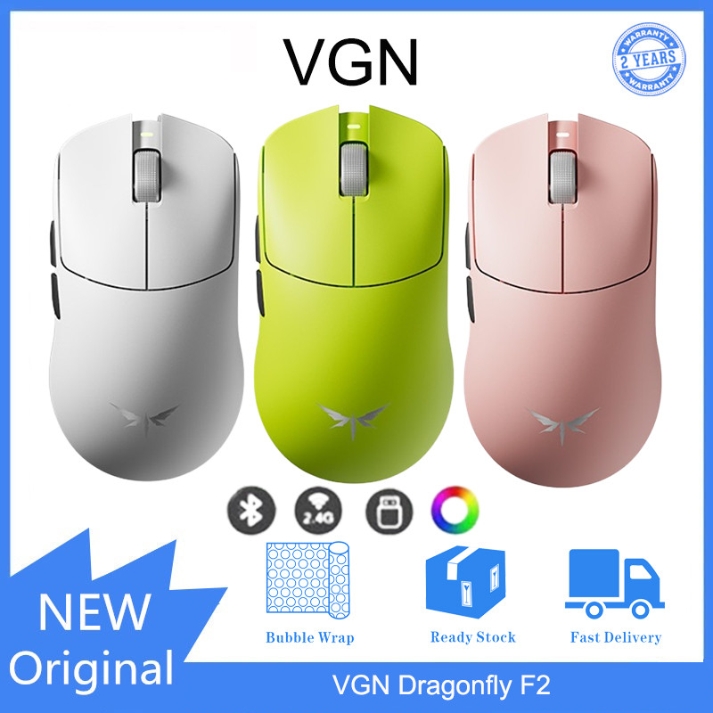 VGN Dragonfly F2 Ultra+ PAW3950/ 3395เมาส์สําหรับเล่นเกมสามโหมดล้อสีทองน้ําหนักเบา