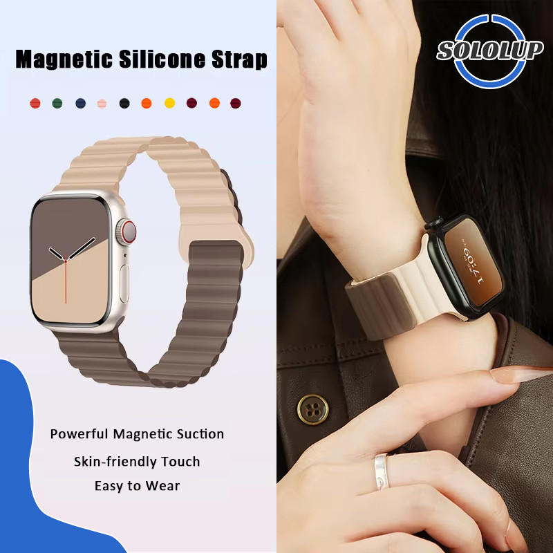 สายรัดซิลิโคนแม่เหล็ก for IWatch Apple Watch Ultra/SE 3 2 Series 11 10 9 8 7 6 5 4 3 Se 2 49มม.  46 45 44 42 41 40 38มม.