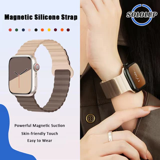 สายรัดซิลิโคนแม่เหล็ก for IWatch Apple Watch Ultra/SE 3 2 Series 11 10 9 8 7 6 5 4 3 Se 2 49มม. 46 45 44 42 41 40 38มม.
