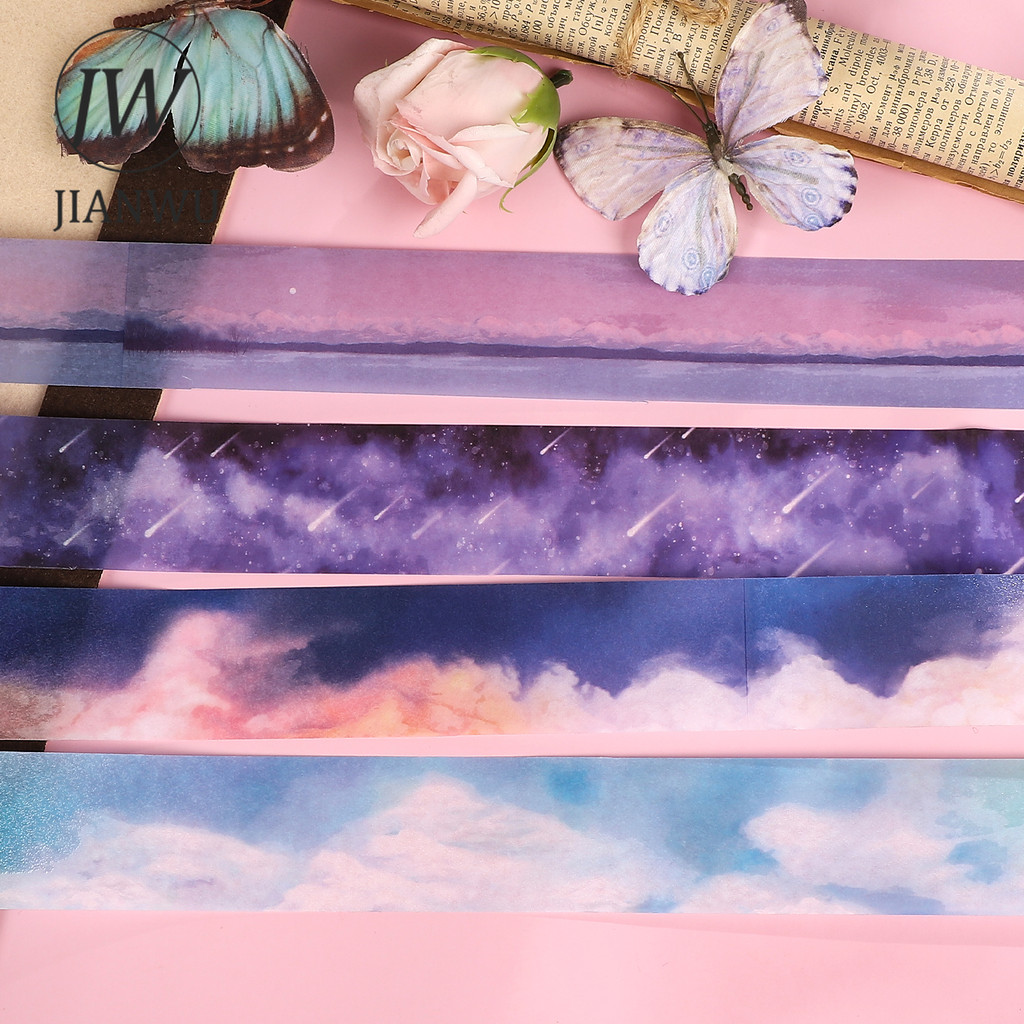 JIANWU 40 มม./50 มม.* 200 ซม.VINTAGE สีสัน Sky Cloud ภูมิทัศน์วัสดุ Collage สมุดภาพ Washi เทป Creative Journal เครื่องเขียน