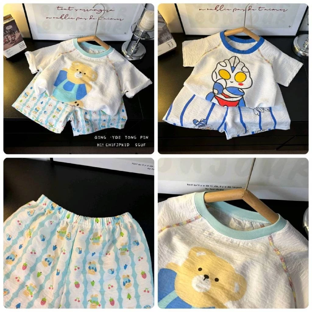 เสื้อผ้าเด็ก ชุดลำลองเด็ก ชุดอยู่บ้านใส่สบาย เสื้อแขนสั้น+กางเกงขาสั้น SIZE80-110CM🍓