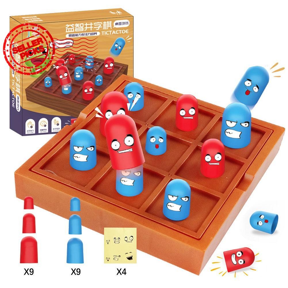Tic Tac Toe ตารางหมากรุกเกมกระดาน Nesting ตุ๊กตาเกมกลยุทธ์สําหรับครอบครัวพ่อแม่และลูก H6u0