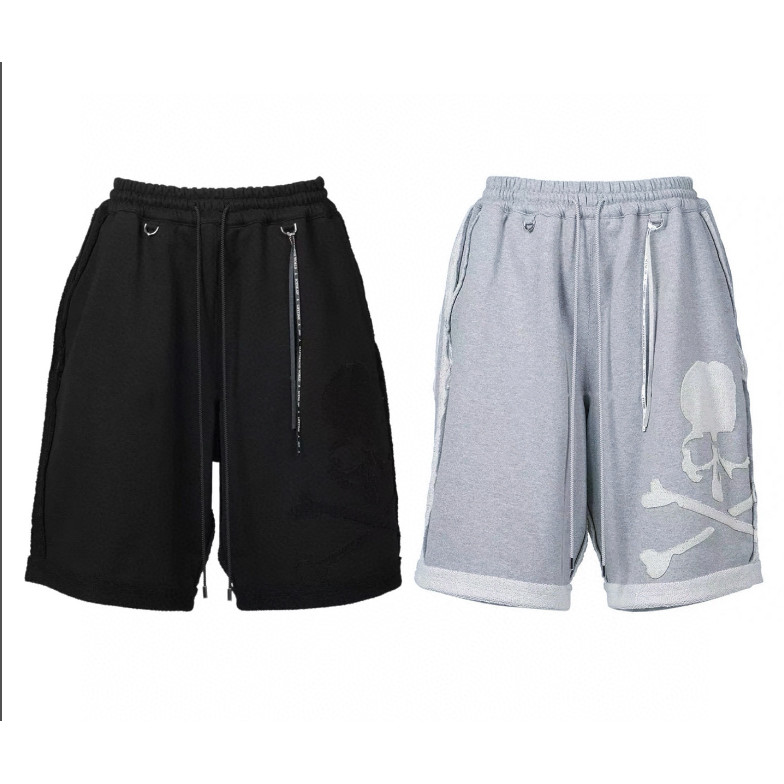 กางเกงขาสั้น Street ลายหัวกะโหลก ทรงหลวม Unisex