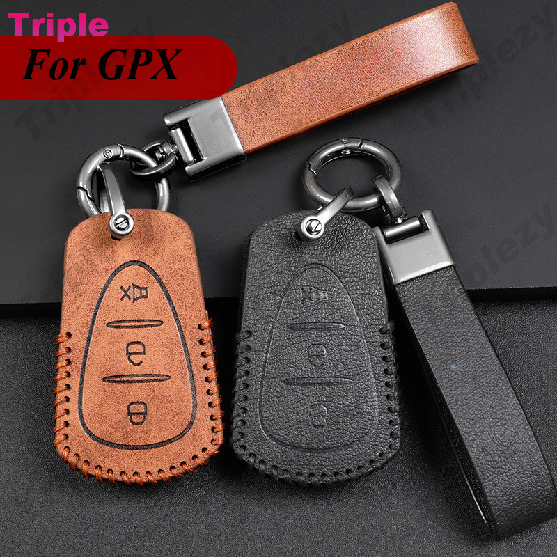 กุญแจรถจักรยานยนต์ Fob Shell กรณีหนังนกกระจอกเทศของแท้ Retro หนัง Protector พวงกุญแจจัดแต่งทรงผมสําห