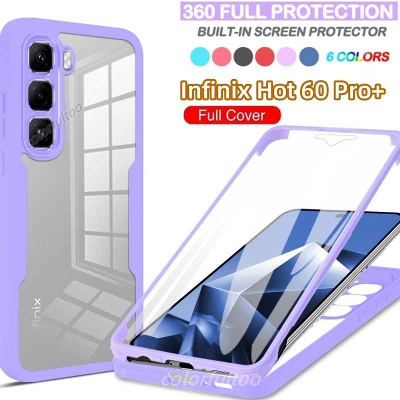 360° Full Body สองด้านป้องกันเคสโทรศัพท์สําหรับ Infinix Hot 60 Pro Plus 5G Hot60Pro + 60i Hot60 4G 5G โปร่งใสกันกระแทกปลอก Ultra Slim ซิลิโคนกันชนฝาครอบนุ่ม
