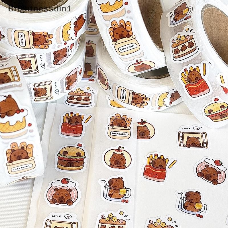 [Brightnessdin] 500 ชิ้น/ม้วนการ์ตูน Capybara สติกเกอร์ Decals ตกแต่ง DIY โทรศัพท์โน้ตบุ๊คกระเป๋าเดิ