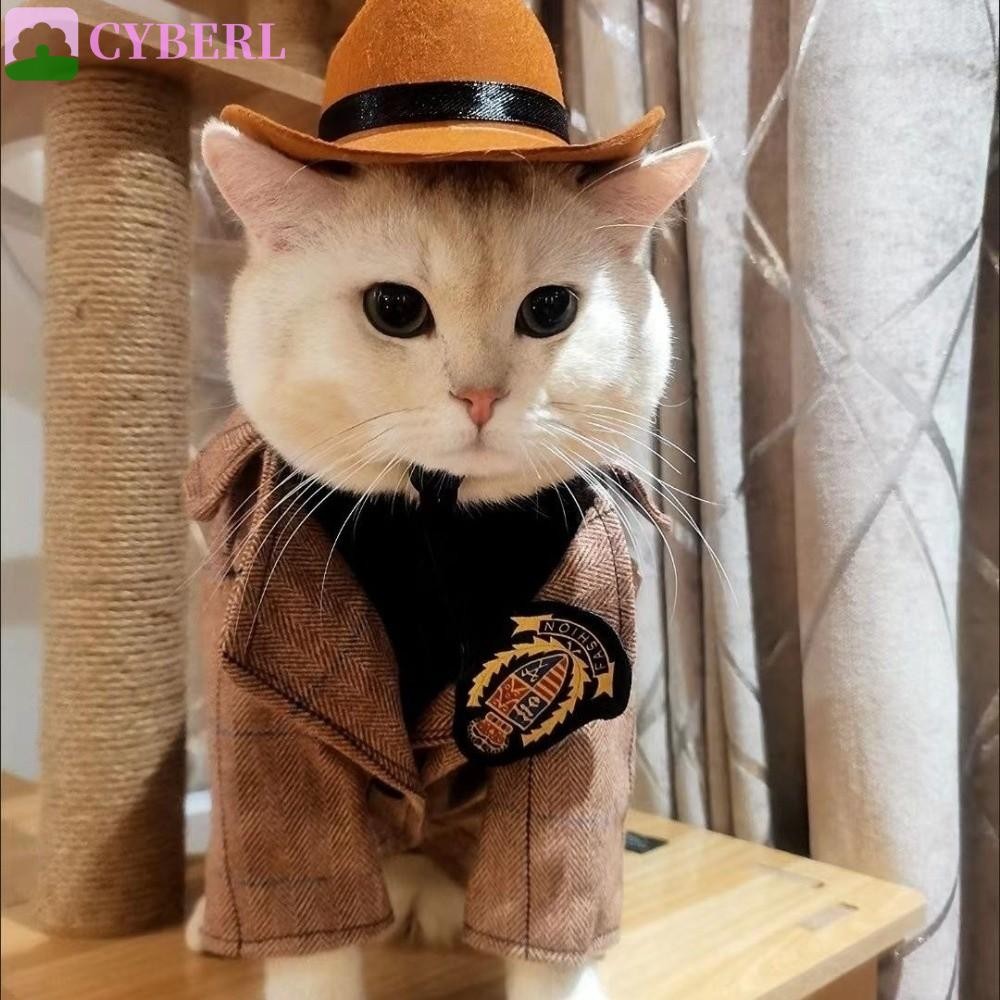 CYBERLINX Pet Western Cowboy Hat Set, Cute Breathable Pet Cowboy Hat, Pet Supplies ปรับสบายแมวผ้าพัน