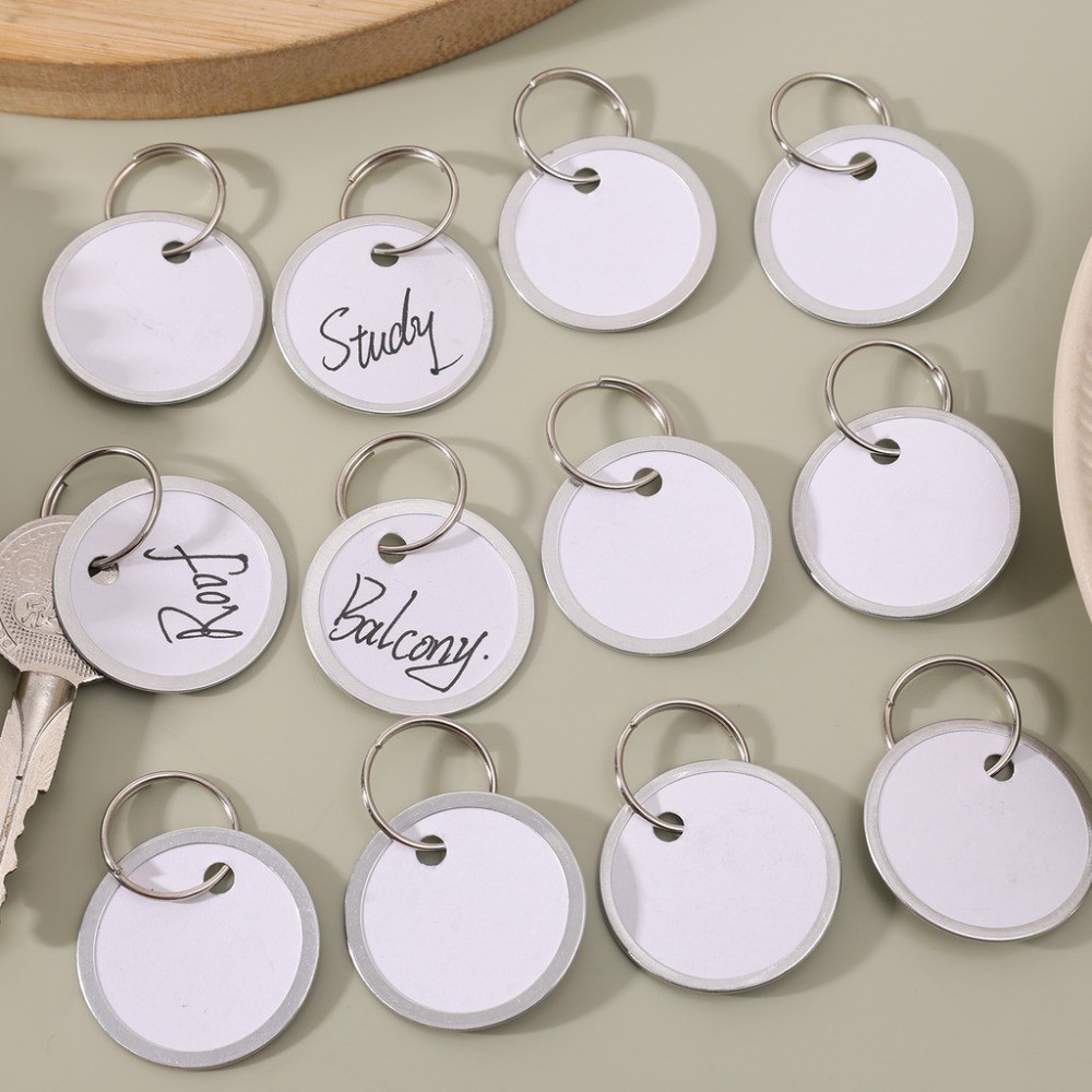10/30/50PCS Bulk Writable Key Tags ชุด-ป้าย ID โลหะกลมสําหรับคีย์/กระเป๋าเดินทาง,อลูมิเนียม-กระดาษ Hybrid Design ที่ถอดออกได้พวงกุญแจแหวน ราคา ถูกที่สุด ดีลบีเคเค แกลเลอรีภาพที่ 6