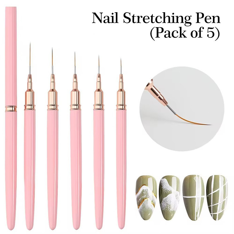 เครื่องมือทําเล็บ แปรงเพ้นท์เล็บ 5 ชิ้น Pull line ชุดปากกา Superfine ภาพวาดสีดอกไม้ French line มัลติฟังก์ชั่นแฟนซี – โปรปัง