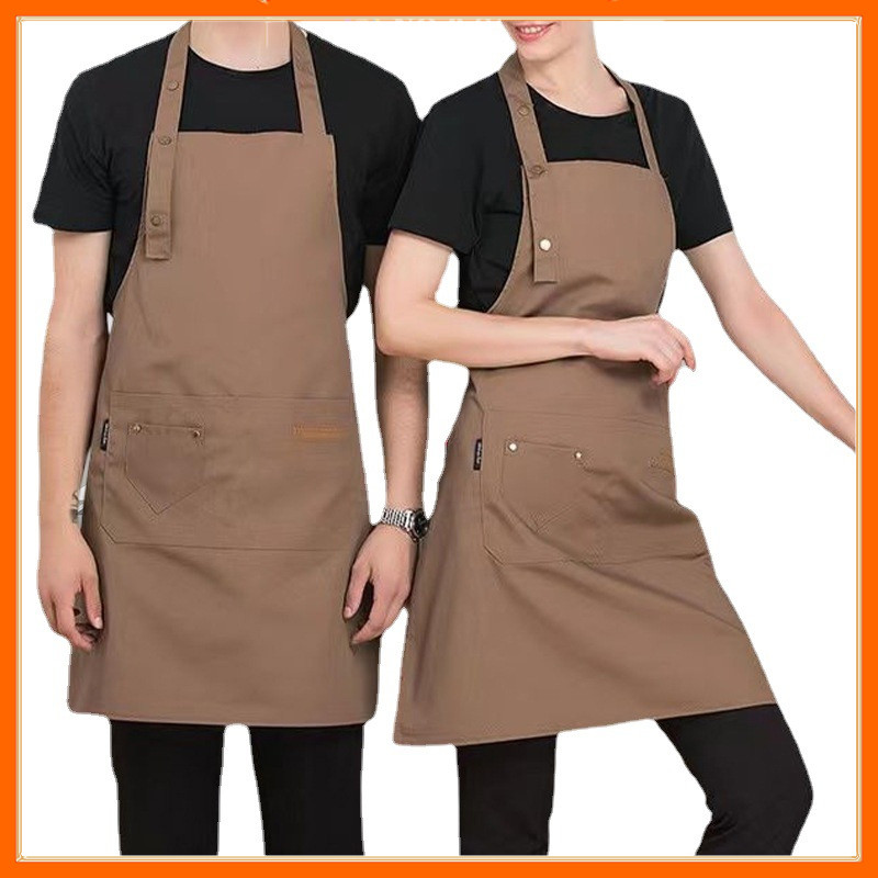 ผ้ากันเปื้อน ผ้ากันเปื้อนทำอาหาร กันน้ำ ผ้ากันเปื้อนร้านกาแฟ สีพื้น Apron ผ้าฝ้ายแท้ ลาย