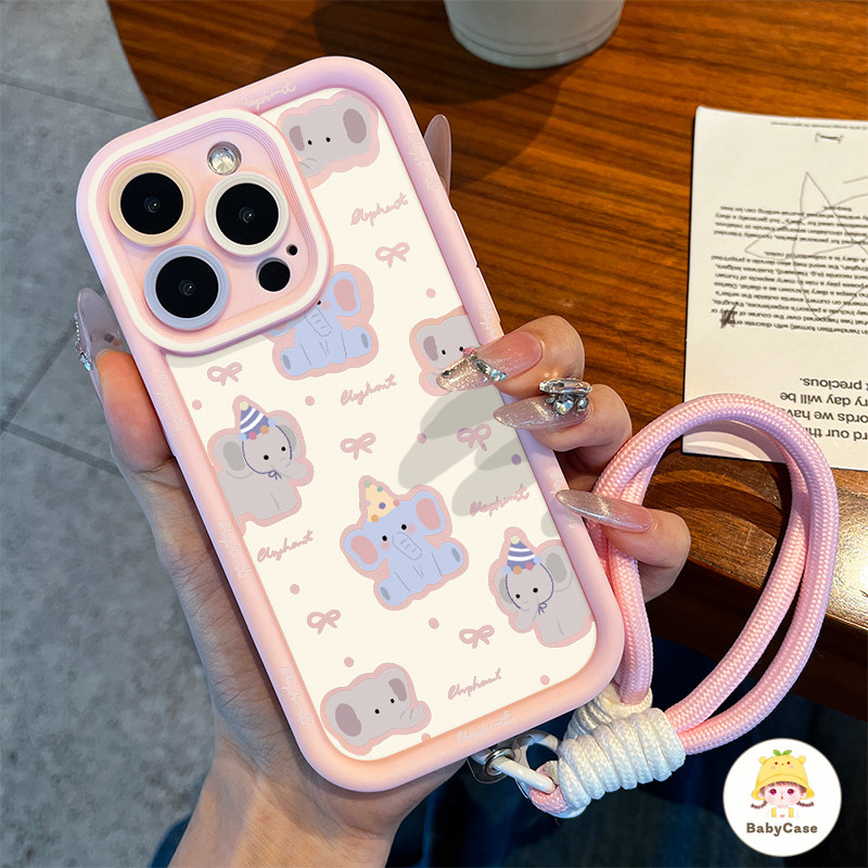สร้อยข้อมือช้างที่น่ารักตลกนุ่ม เคส Redmi 13C 12C 9C 10C 10 9A A1 9T 9 10A 9C NFC Note 11 12 13 10 9 Pro 11s 10s POCO M3