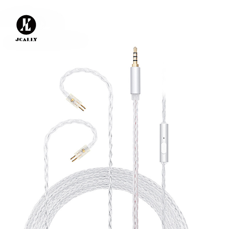 ใหม่ JCALLY JC08S 8 หุ้น 2Pin 0.78 มม.QDC KZ CPin พร้อมไมโครโฟนหูฟังอัพเกรดสายสําหรับ KZ EDX PRO Cas