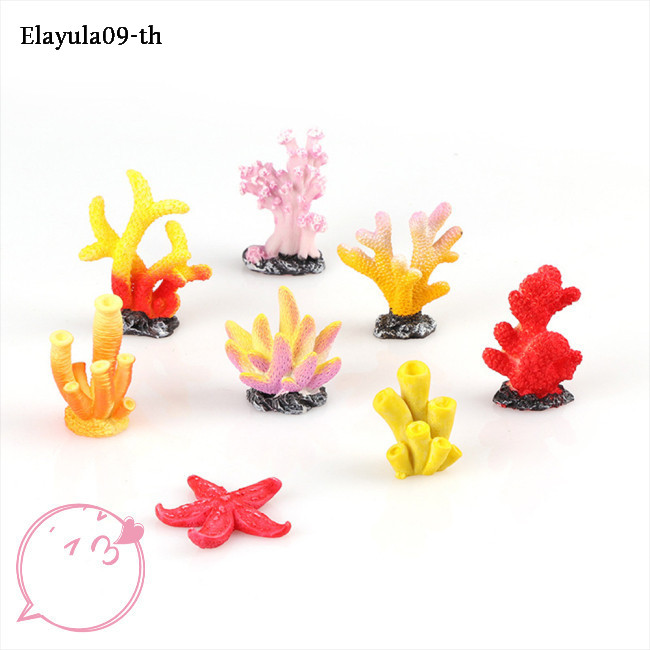 Elayula09 Hiussngha พลาสติกจําลอง Ensembles ถังปลาที่มีสีสัน Coral Star Sea Mini Micro Aquarium ภูมิทัศน์ Ensembles of Fish Tank ภายใน