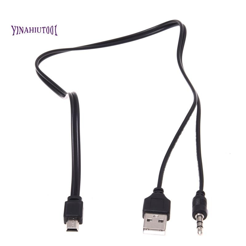 Yinahiut0013.5mm Aux USB2.0 Male Mini 5 Pin USB ลําโพงพกพาสายสัญญาณเสียง