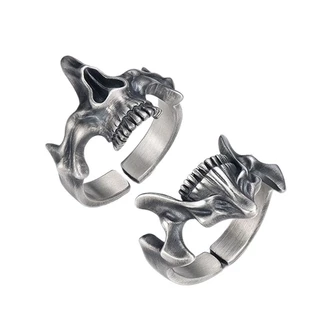 Bdw ผู้ชาย s Gothic Punk Skull แหวน Punk Retro Gothic ผู้ชาย Skull แหวนเงินสีดํา Cool แหวนเครื่องประดับอุปกรณ์เสริม