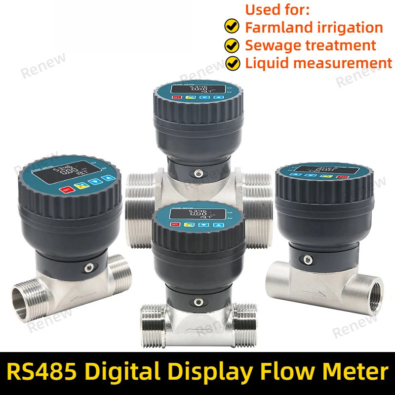 Rs485 Digital Display Flowmeter Stainless Steel Smart Lcd Electronic Flow Meter Flow Sensor Water, For Farm/garden Irrig