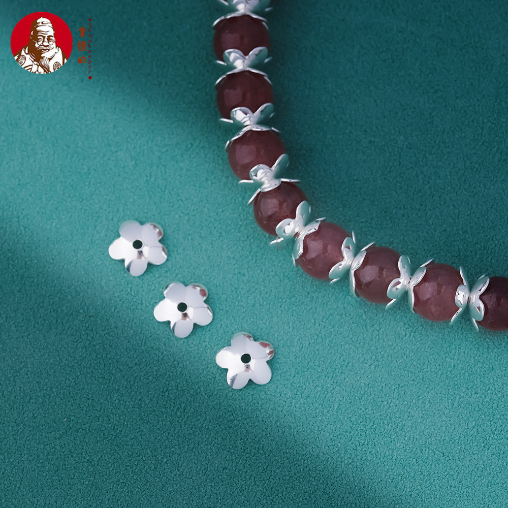 S925 เงิน 9 มม. Receptacle ผู้ถือลูกปัด Silver Spacer diy Handmade 10 มม.สร้อยข้อมือคริสตัลเครื่องประดับเงินอุปกรณ์เสริม