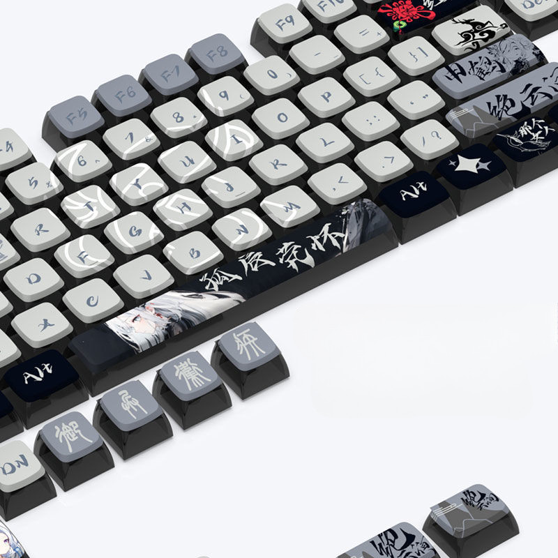 Genshin Impact Shenhe พุดดิ้ง Keycap SAX โปรไฟล์ 125 คีย์ PBT ห้าด้าน Dye Sublimation Raiden Shogun Hutao Mechanical Keycaps ส่วนบุคคล Creative ด้านล่างโปร่งแสง Keycaps