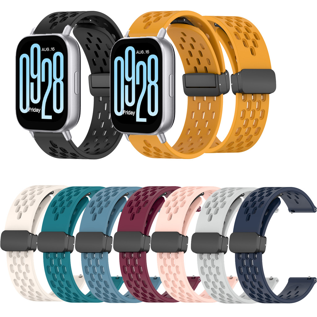 สายรัดซิลิโคนอ่อนนุ่มเข็มกลัดแม่เหล็กสําหรับ Redmi Watch 5 Active Bands Sport Breathable Redmi Watch5 Lite