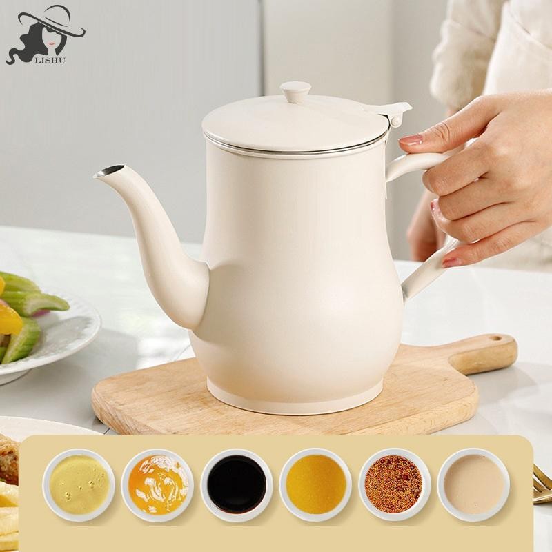 Lishu คอนเทนเนอร์น้ํามันตู้กรองที่ถอดออกได้แยกน้ํามันจาระบีหม้อสําหรับ Home Kitchen Dispenser Home th