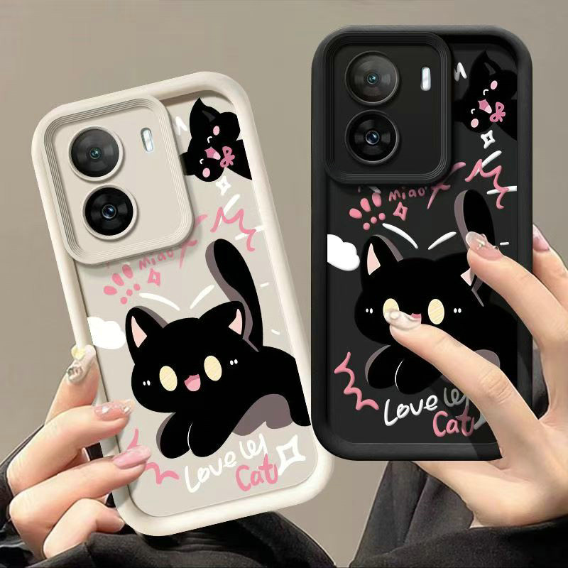 JG| เคส สำหรับ Vivo Y1s Y28 Y73 Y91C V15 V17 Pro V19 V20 V21E V23 V23E V25 V25E V27 V27E V29 Lite V29E V30 V30E V40 Pro Couple Cute Scared Cat Soft Angel Eyes Phone Case