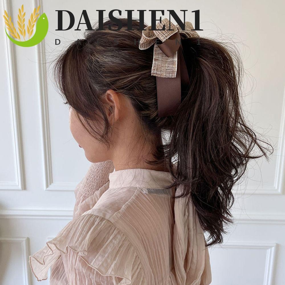 Daishen1 กิ๊บติดผมหางม้า เรซิน รูปโบว์ แนวตั้ง สไตล์เกาหลี วินเทจ เรโทร หลากสี แฟชั่นสําหรับผู้หญิง