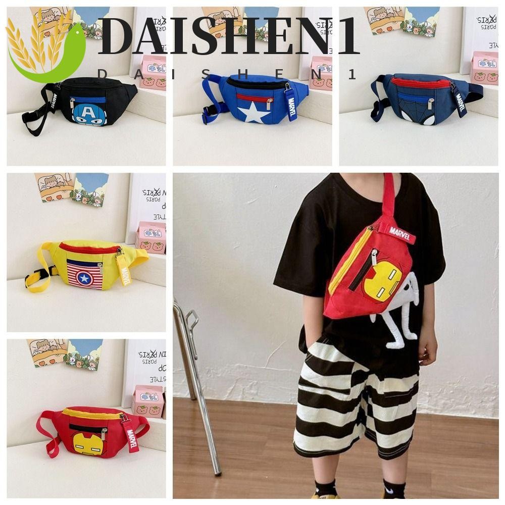 Daishen1 กระเป๋าคาดอก ผ้าออกซ์ฟอร์ด ขนาดใหญ่ จุของได้เยอะ พิมพ์ลายการ์ตูนมาร์เวล หลากสี สําหรับเด็ก