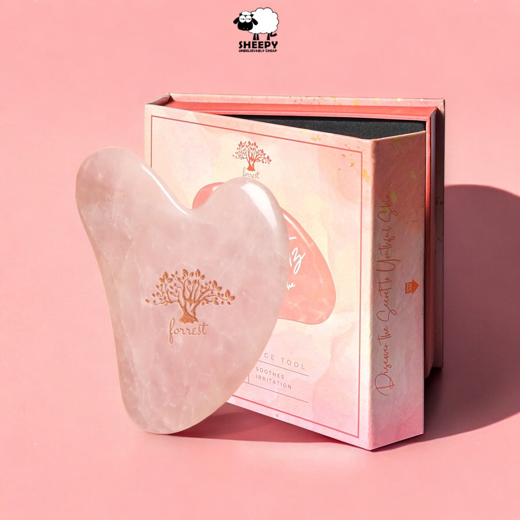 Forrest ฟอร์เรสท์ กัวซา จากหินโรสควอตซ์ Rose quartz Gua Sha สำหรับนวดหน้า