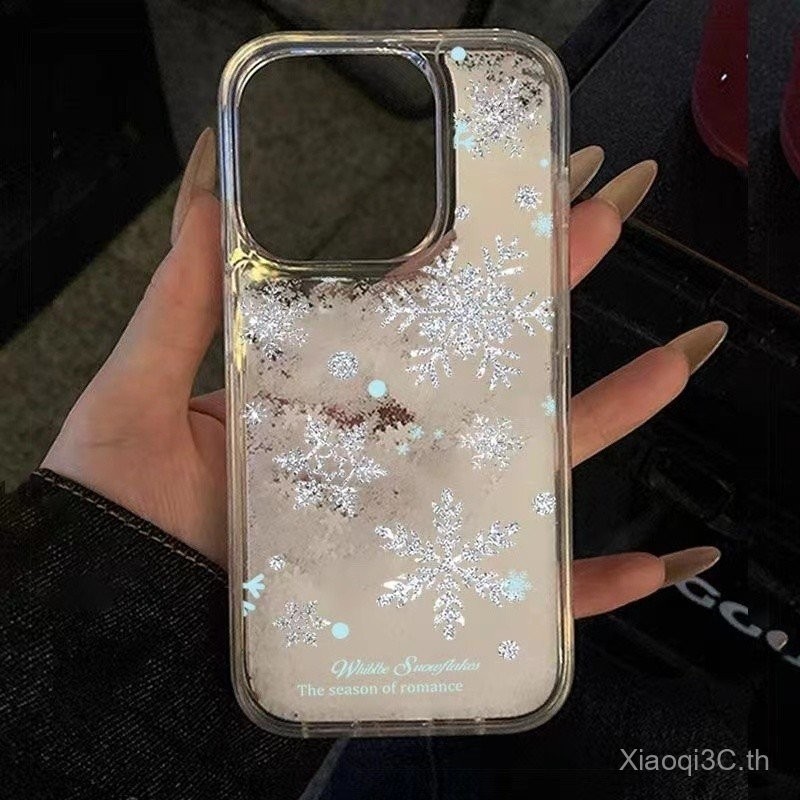 เคสโทรศัพท์สำหรับ iPhone 7 8 x XS XR xsmax 11 12 13 14 15 Pro Max PLUS แบบทรายดูดมีเอกลักษณ์เฉพาะตัวเกล็ดหิมะเคสนิ่มกันกระแทกเคสป้องกันเคส irrq