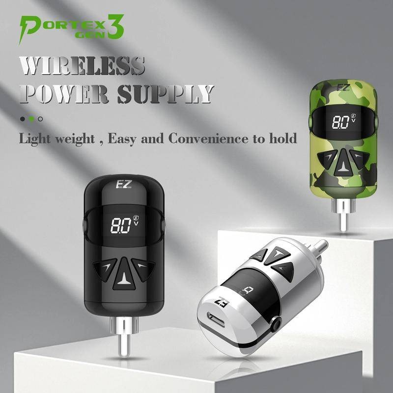Pleortex Gen 3 เครื่องสักไร้สาย Tattoo Power Battery Supply 1100mAh RCA Connector สําหรับ Tattoo Gun Power Supply