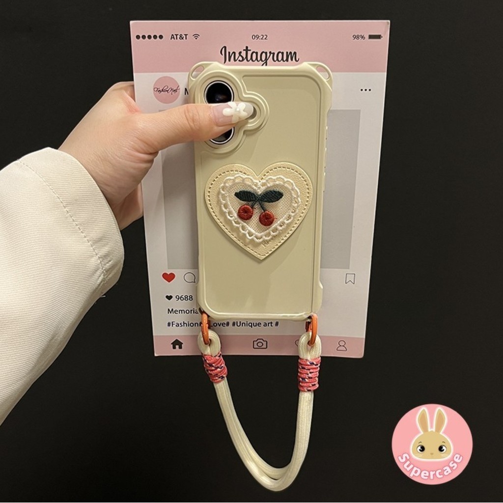 Caselify Cherryเคสโทรศัพท์สําหรับHuawei Pura 70 Pro Ultra Pro + P60 Art P50 P40 P30 Pro Nova Y72 Y9S Honor 9X Pro Magic 4 5 Liteปลอกน่ารักสาวลูกไม้เย็บปักถักร้อยเชอร์รี่ปกอ่อน