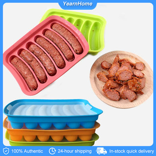 Silicone Sausage Mould 6 Grids Ham Hot Dog Making Tray Cake Baking Molds with Lid