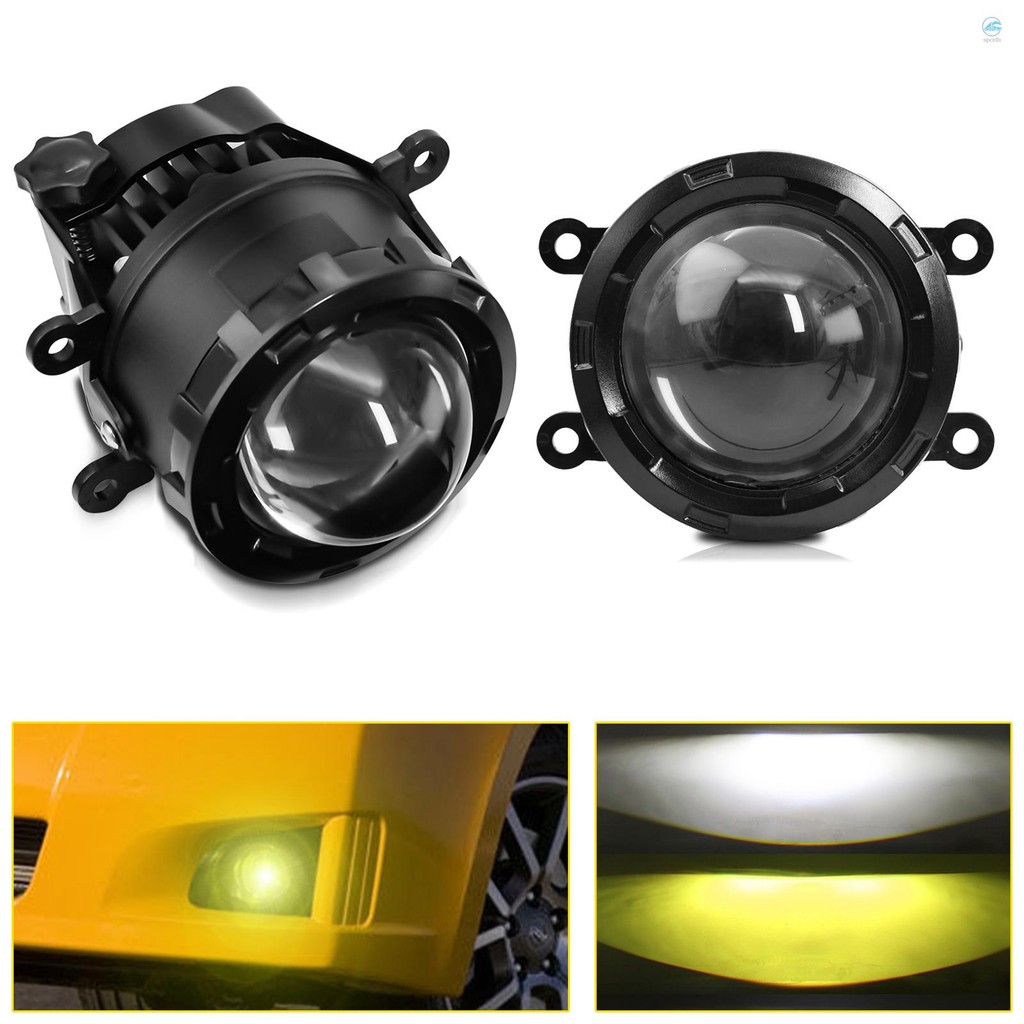 Crth 2PCS ไฟตัดหมอก LED 3 นิ้ว, เลนส์โปรเจคเตอร์ LED สากล ไฟตัดหมอกรถยนต์พร้อม 5500K แสงสีขาวและแสงสีเหลือง 3000K