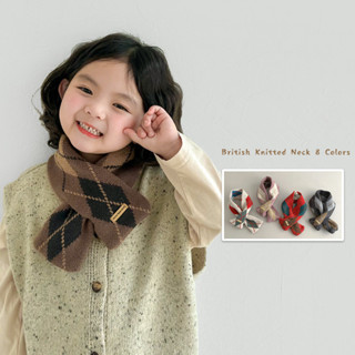 ผ้าพันคอเด็กสไตล์อังกฤษย้อนยุคลายสก๊อตฤดูหนาวที่อบอุ่น กันลม…