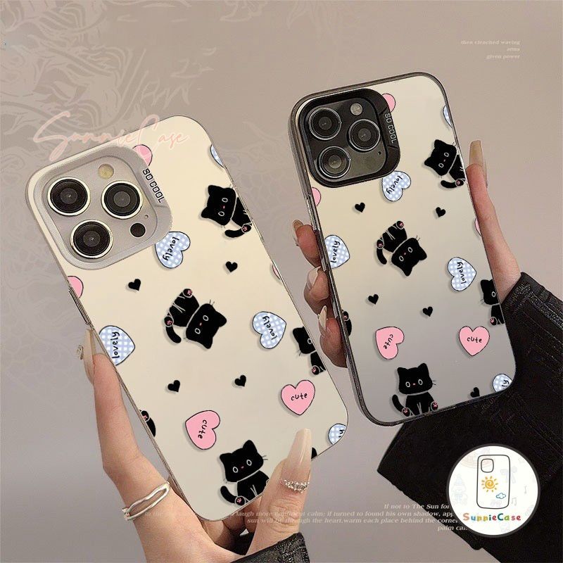 เคสOPPO A3s A17 A57 A16 A17K A38 A7 A12 A78 A58 A77 A77s A5s 15 A31 A18 A76 A16s A74 A55 A54 น่ารัก แมวดำ เปลือกนิ่ม เคส