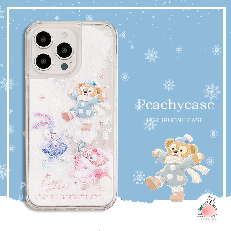 Disney Stellalou LinaBell กระต่ายหมีเกล็ดหิมะ Quicksand เคสโทรศัพท์สําหรับ iPhone 16 Plus 15 14 13 12 Pro Max 11 โปร่งใส Anti-scratch อะคริลิคมือถือปกหลัง