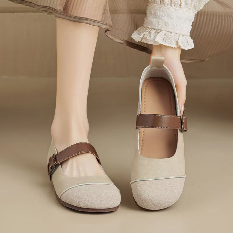 รองเท้าหนังขนาดเล็ก Soft-Soled Peas รองเท้า Anti-Slip Slip-On เวอร์ชั่นเกาหลี Baotou